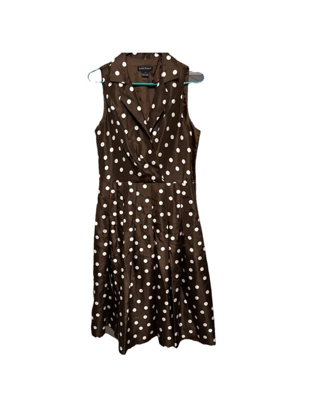 Jessica Howard Brown & White Polka Dot Fit & Flare Sleeveless Dress Size 10 Y2K